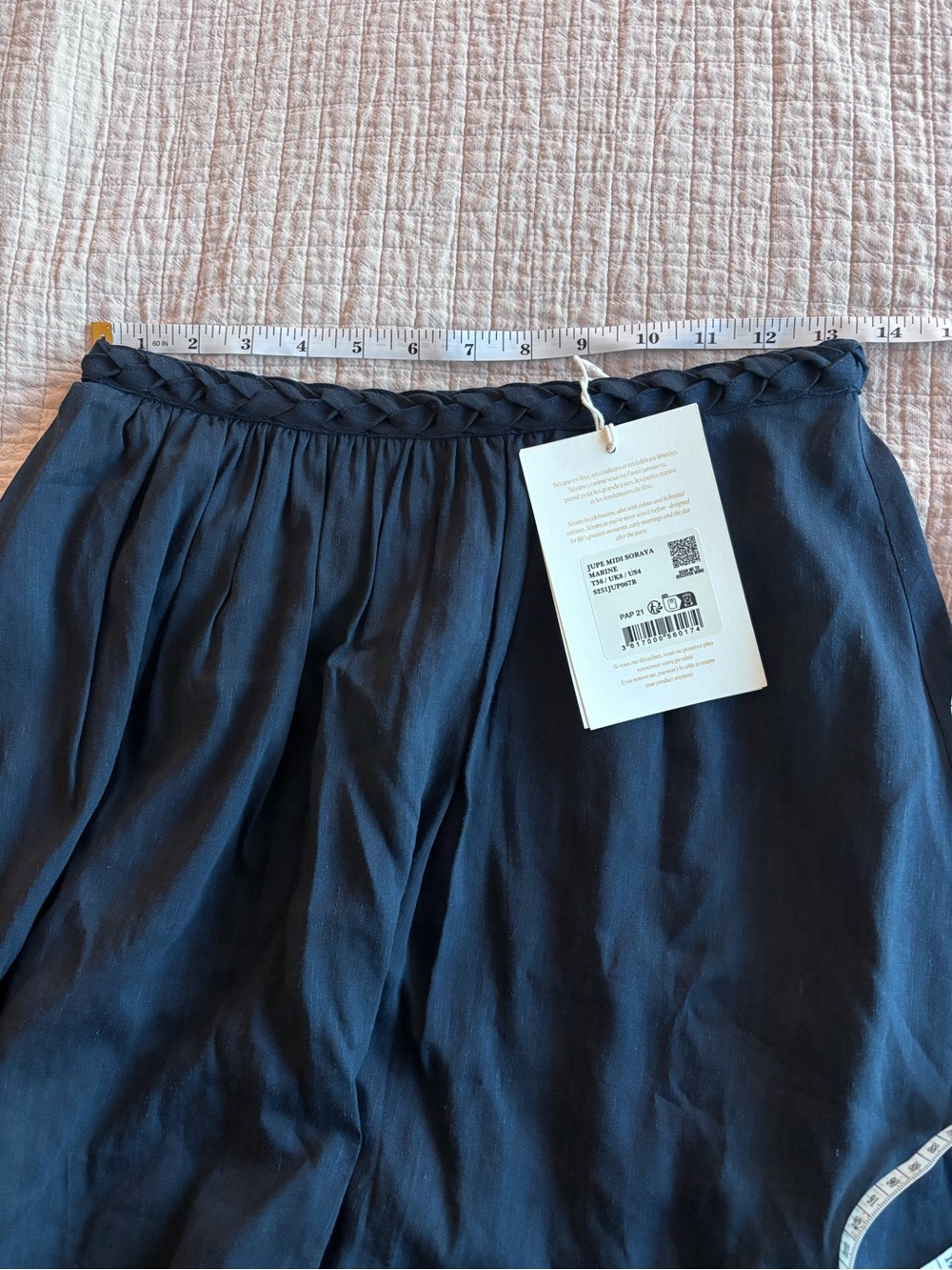 NWT Sézane Soraya Skirt in Navy Size 4/36 - Picture 6 of 6